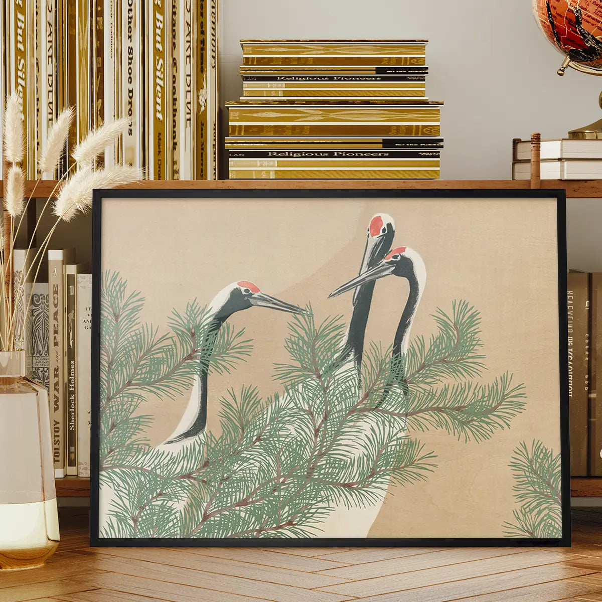 Cranes Art Print by Kamisaka Sekka