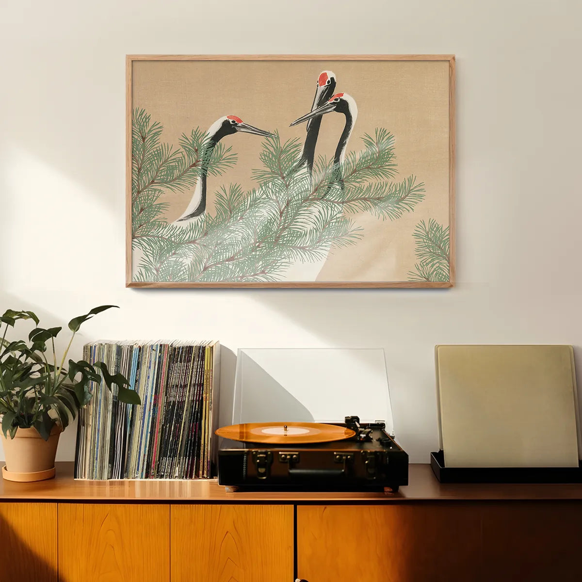 Cranes Art Print by Kamisaka Sekka
