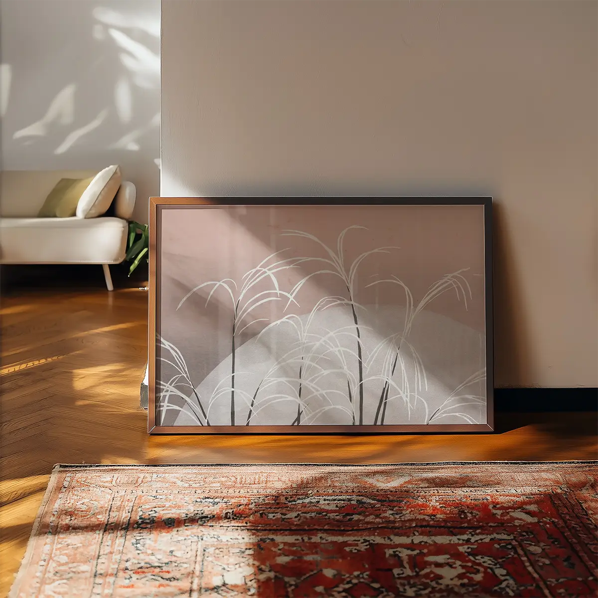 Pampas Grass in Moonlight Art Print by Kamisaka Sekka