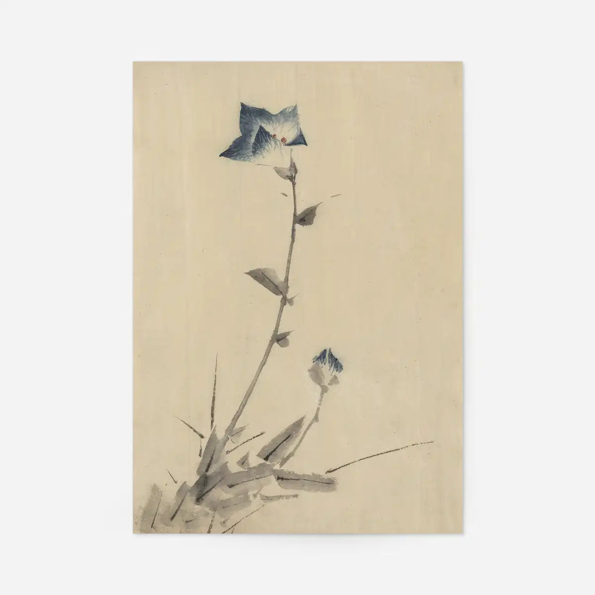 Blue flower blossom and bud by Katsushika Hokusai