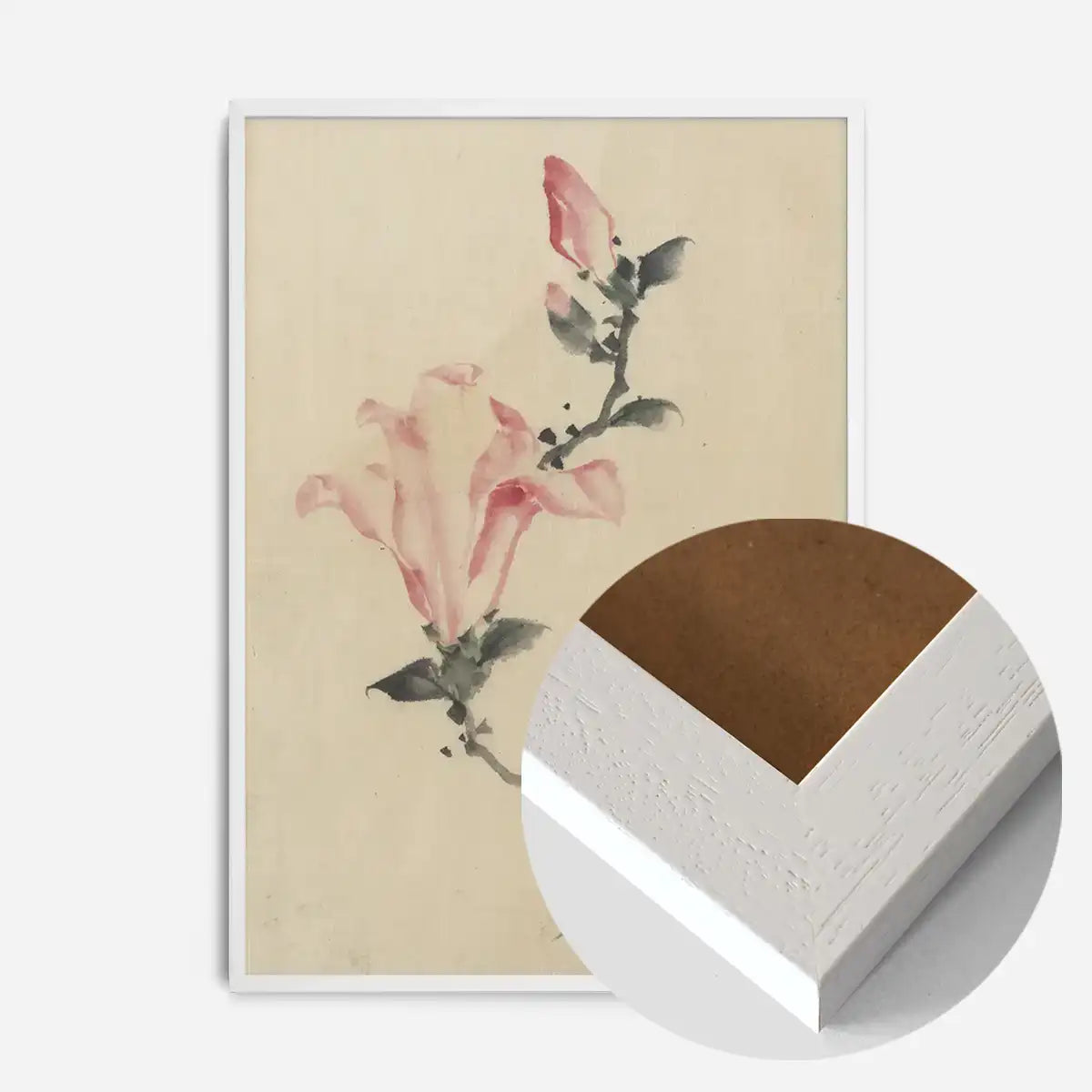 Large pink blossom on a stem by Katsushika Hokusai