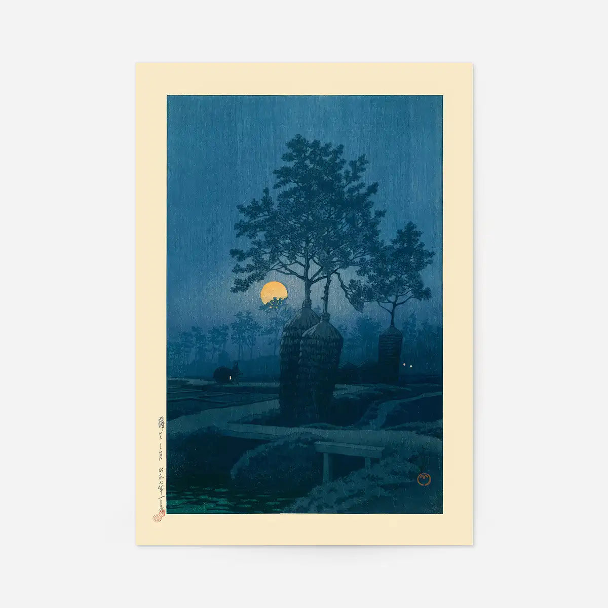 Full Moon at Gamo by Hasui Kawase