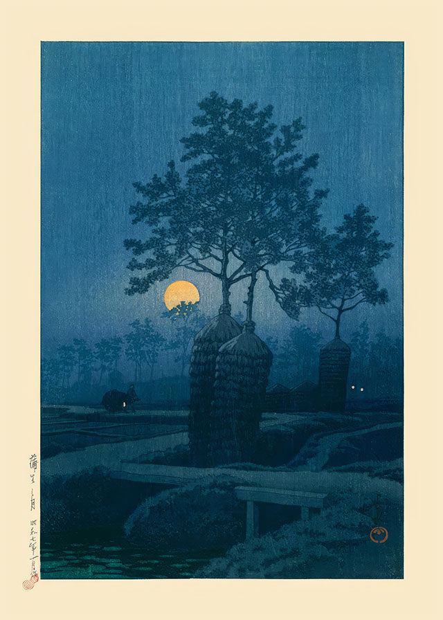 Full Moon at Gamo by Hasui Kawase