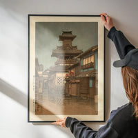 Bell Tower at Okayama Print by Hasui Kawase