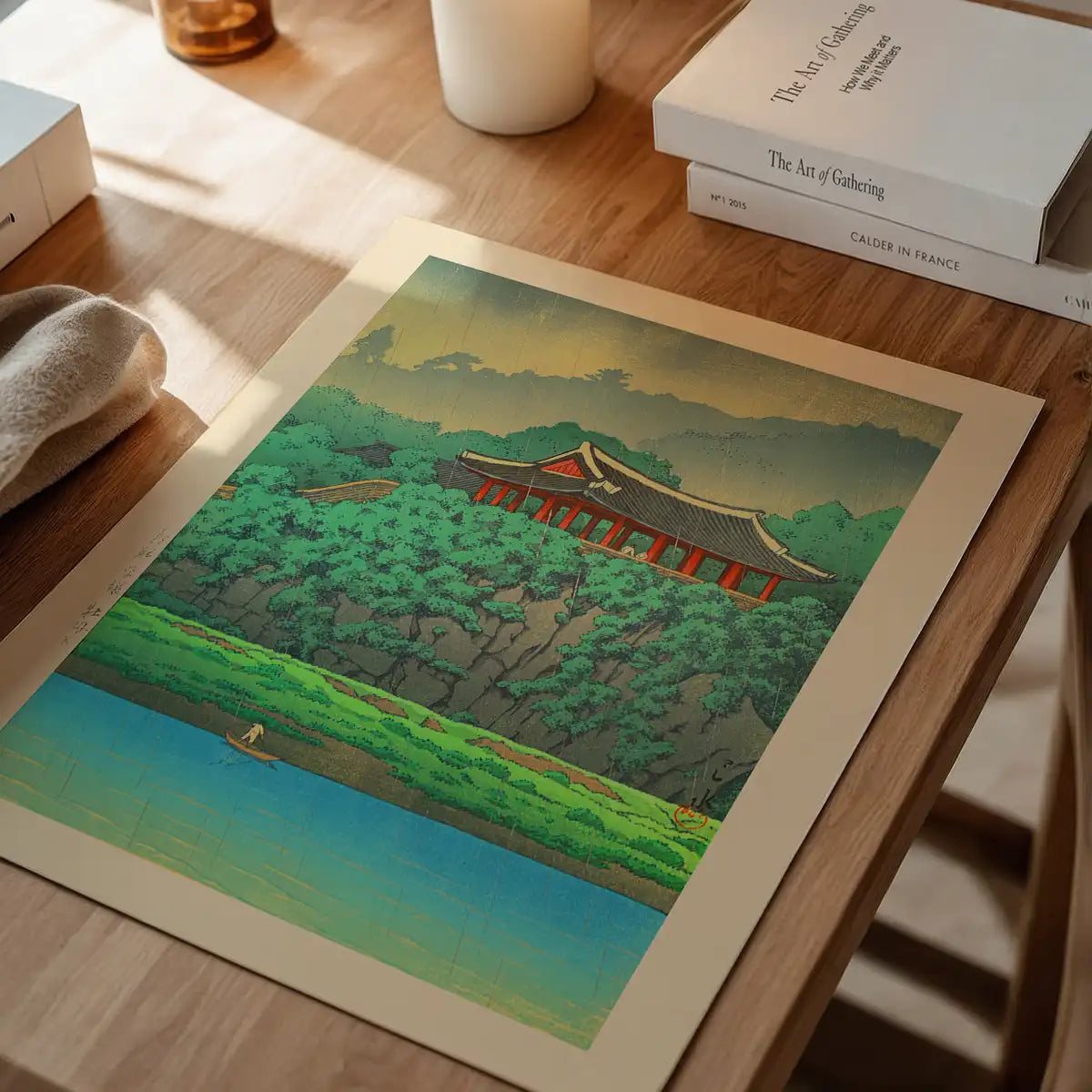 Botan Dai at Ping-yang, Korea Print by Hasui Kawase