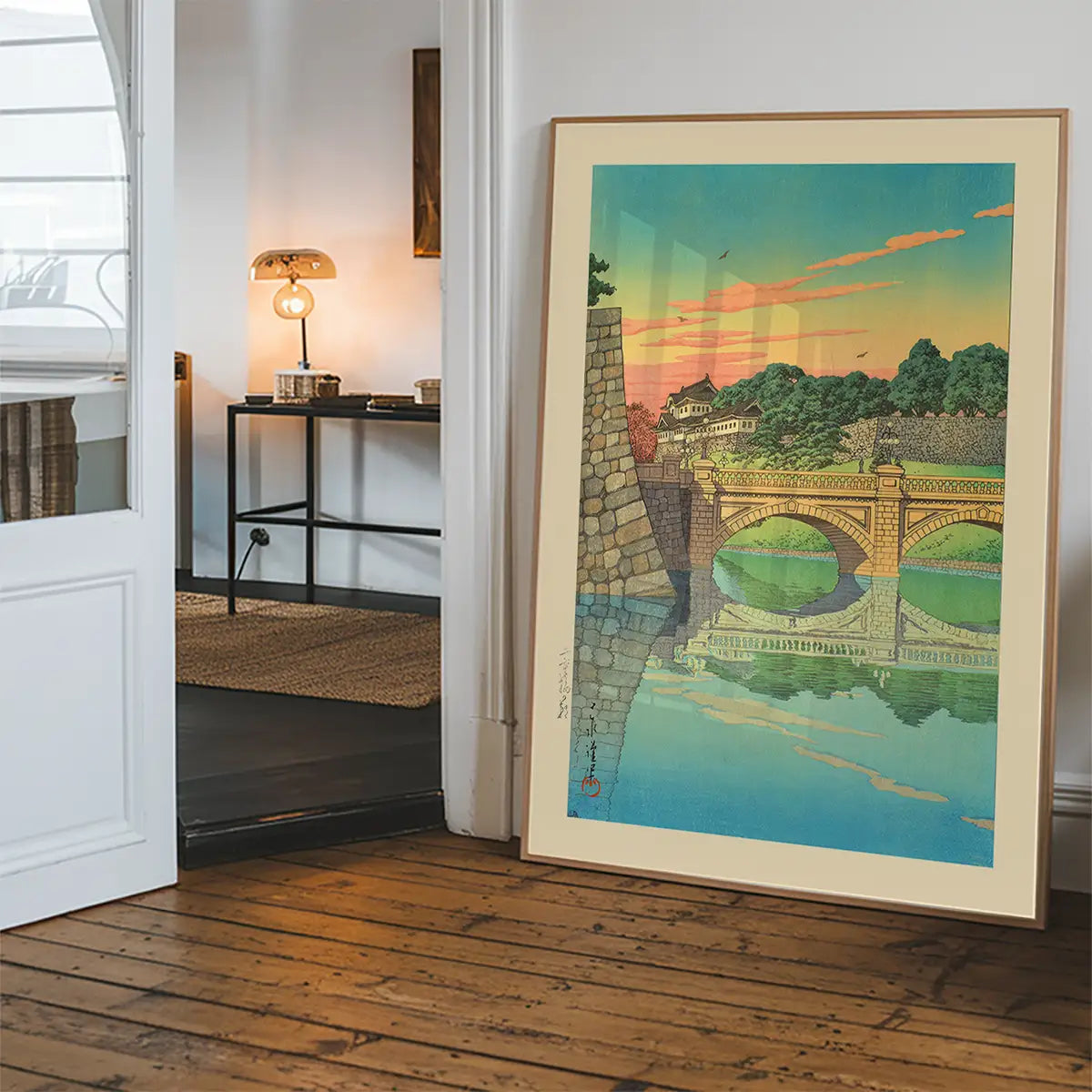 Morning at Niju Bridge Print by Hasui Kawase