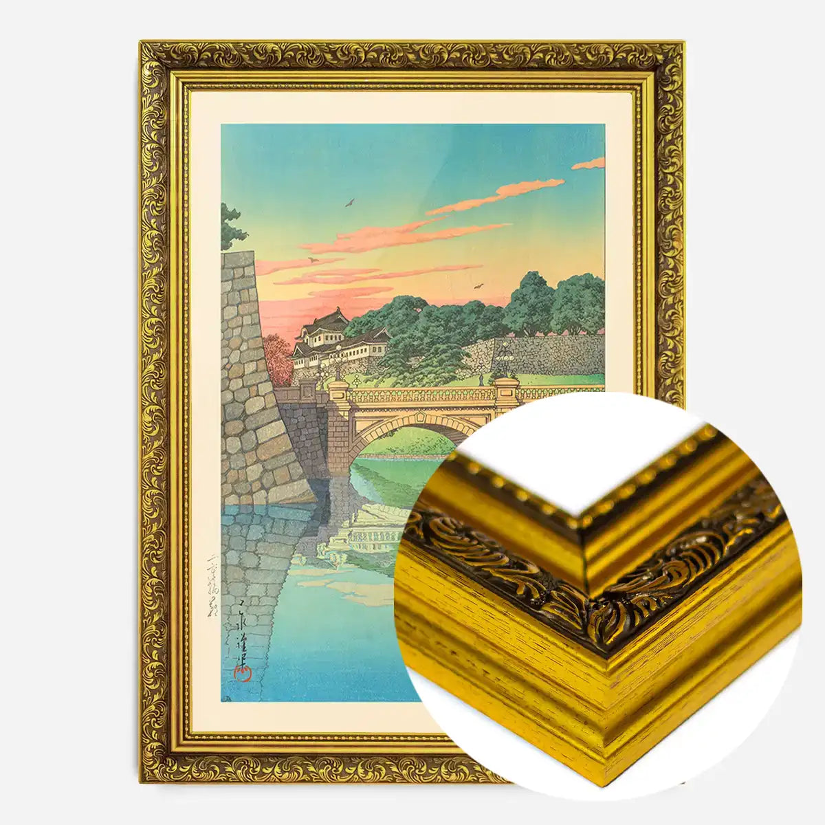 Morning at Niju Bridge Print by Hasui Kawase