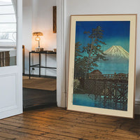 Mt. Fuji in Moonlight and Kawaibashi Bridge Print by Hasui Kawase