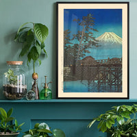 Mt. Fuji in Moonlight and Kawaibashi Bridge Print by Hasui Kawase