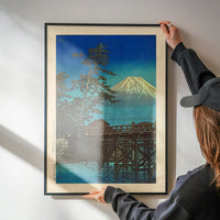 Mt. Fuji in Moonlight and Kawaibashi Bridge Print by Hasui Kawase