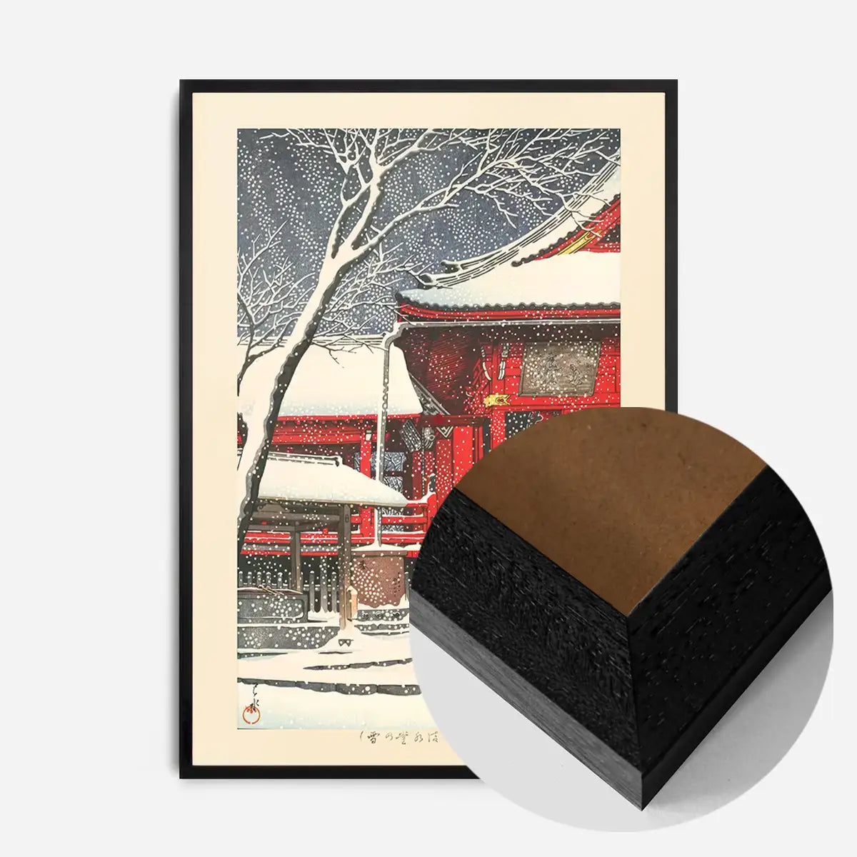 Snow at Kiyomizu Hall in Ueno Print by Hasui Kawase