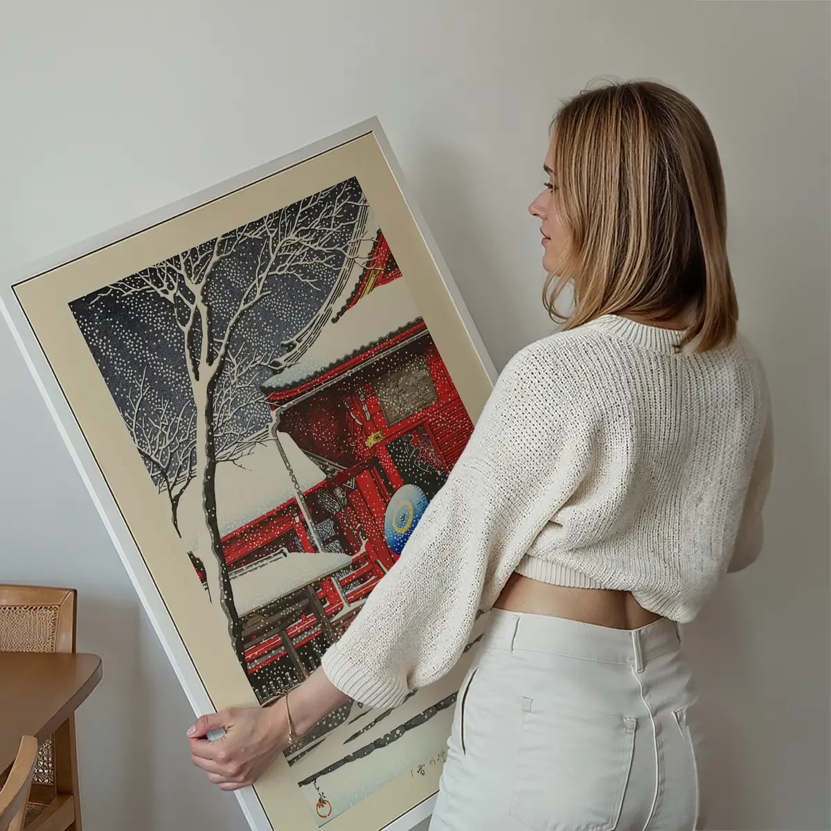 Snow at Kiyomizu Hall in Ueno Print by Hasui Kawase