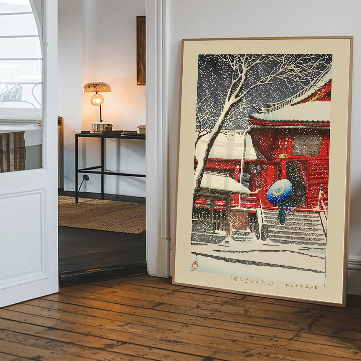 Snow at Kiyomizu Hall in Ueno Print by Hasui Kawase