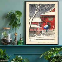 Snow at Kiyomizu Hall in Ueno Print by Hasui Kawase