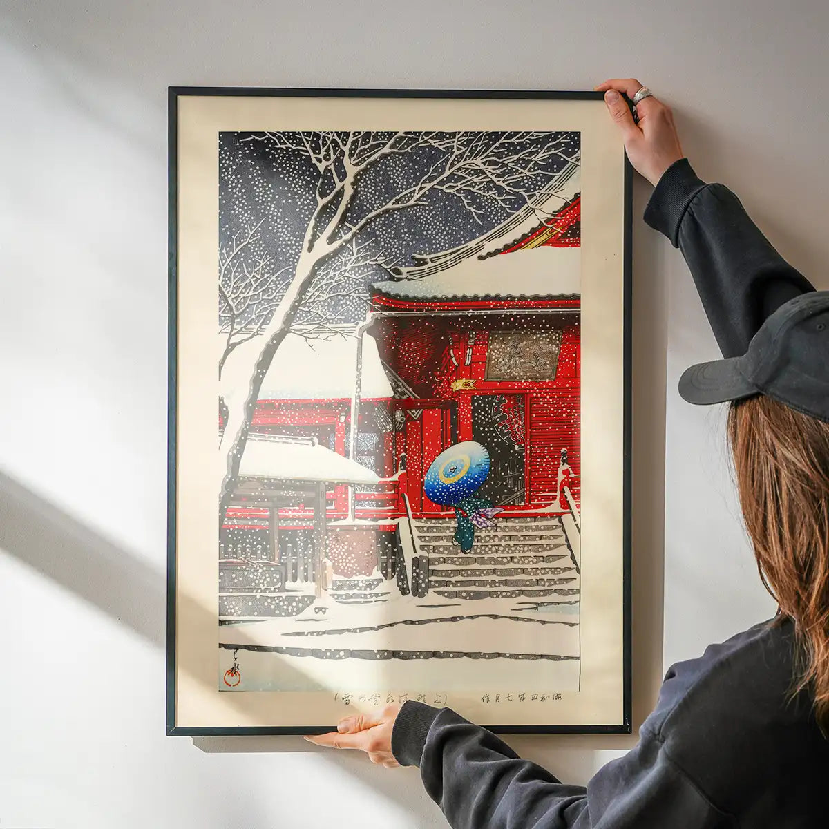 Snow at Kiyomizu Hall in Ueno Print by Hasui Kawase