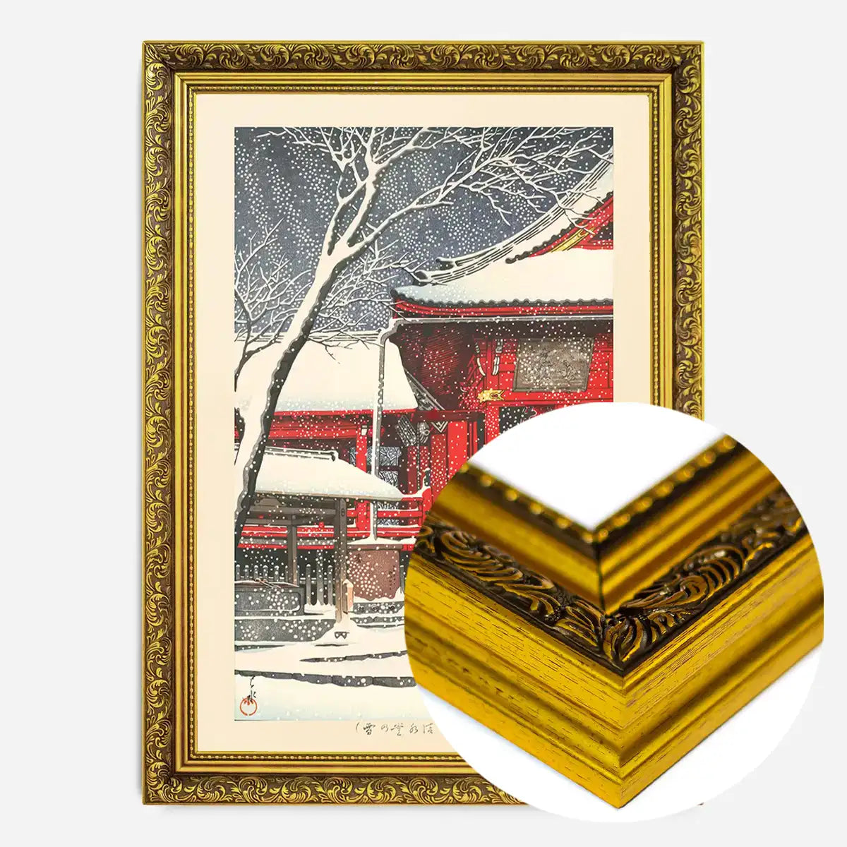 Snow at Kiyomizu Hall in Ueno Print by Hasui Kawase