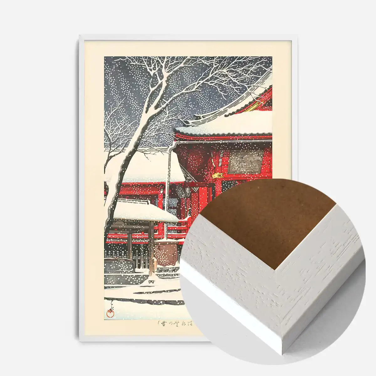Snow at Kiyomizu Hall in Ueno Print by Hasui Kawase