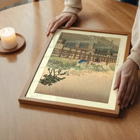 Spring Rain at Benkei Bridge Print by Hasui Kawase