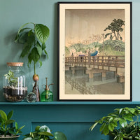 Spring Rain at Benkei Bridge Print by Hasui Kawase