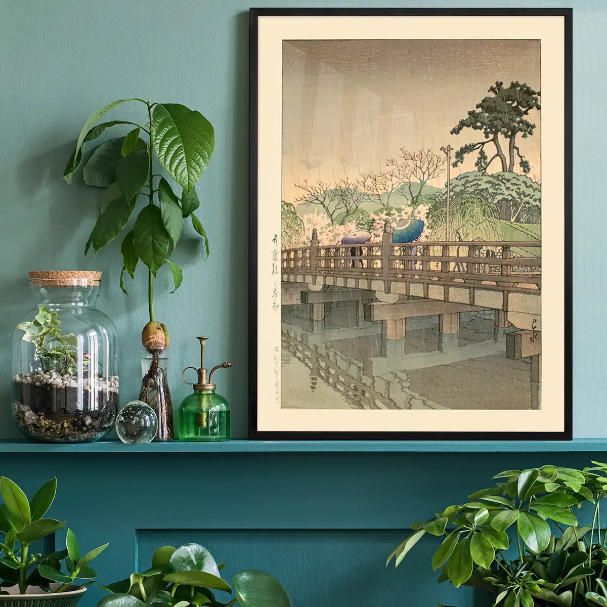 Spring Rain at Benkei Bridge Print by Hasui Kawase