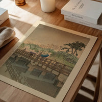 Spring Rain at Benkei Bridge Print by Hasui Kawase