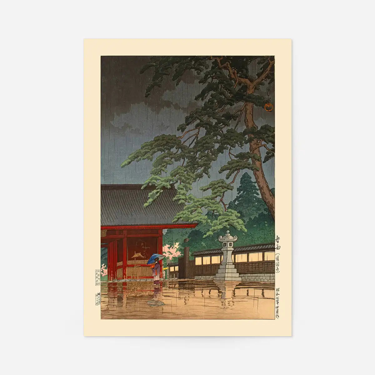 Spring Rain at Gokoku-ji Print by Hasui Kawase