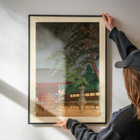 Spring Rain at Gokoku-ji Print by Hasui Kawase