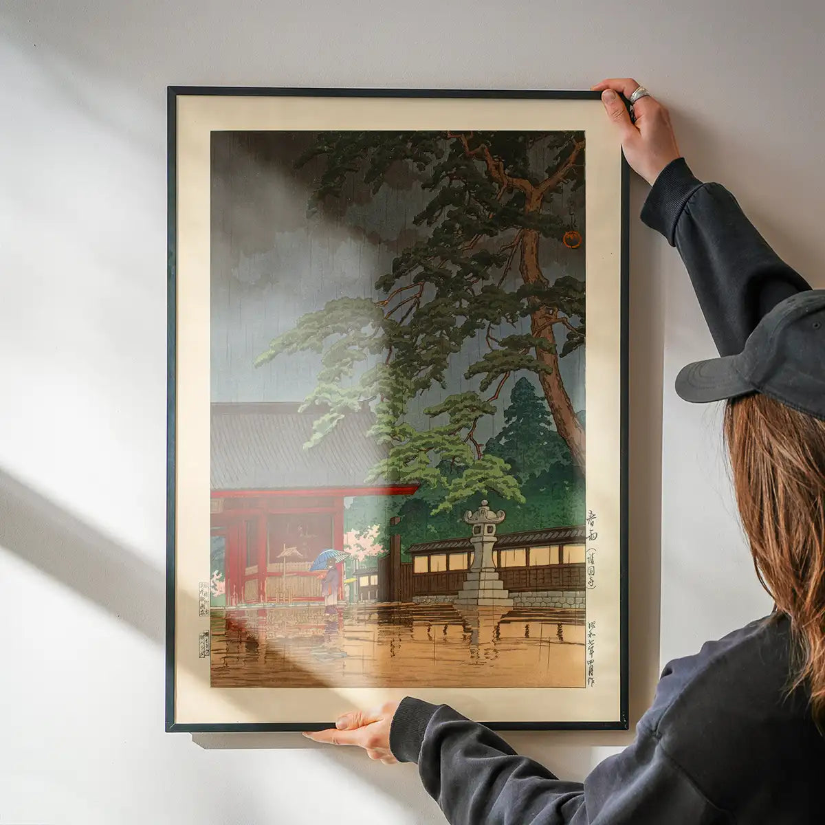 Spring Rain at Gokoku-ji Print by Hasui Kawase