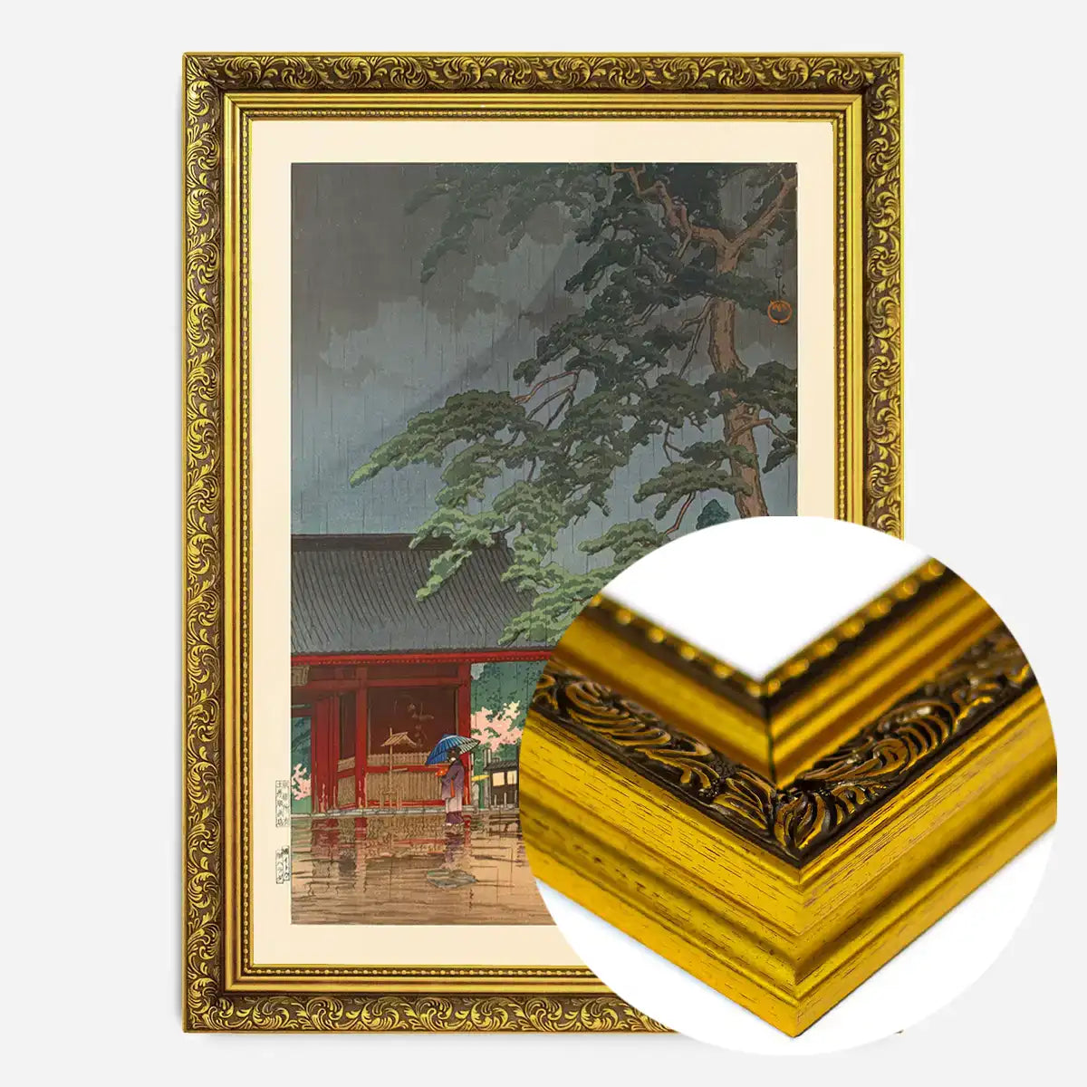 Spring Rain at Gokoku-ji Print by Hasui Kawase