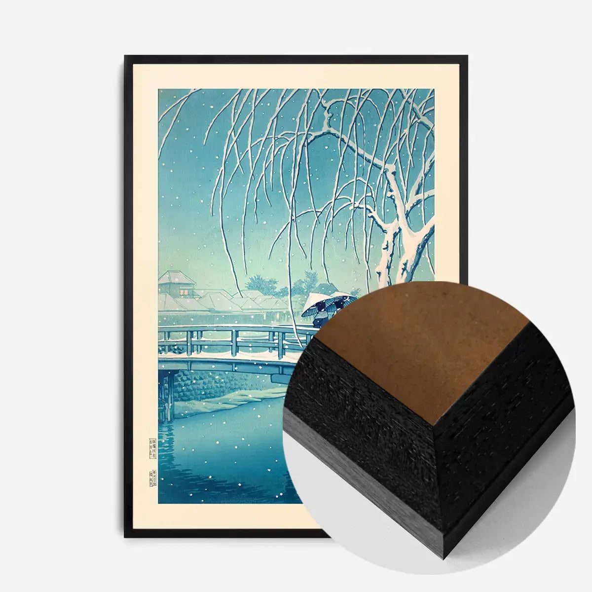Evening Snow, Edo River Print by Hasui Kawase