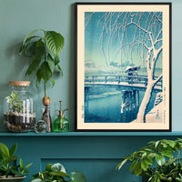 Evening Snow, Edo River Print by Hasui Kawase