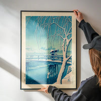 Evening Snow, Edo River Print by Hasui Kawase
