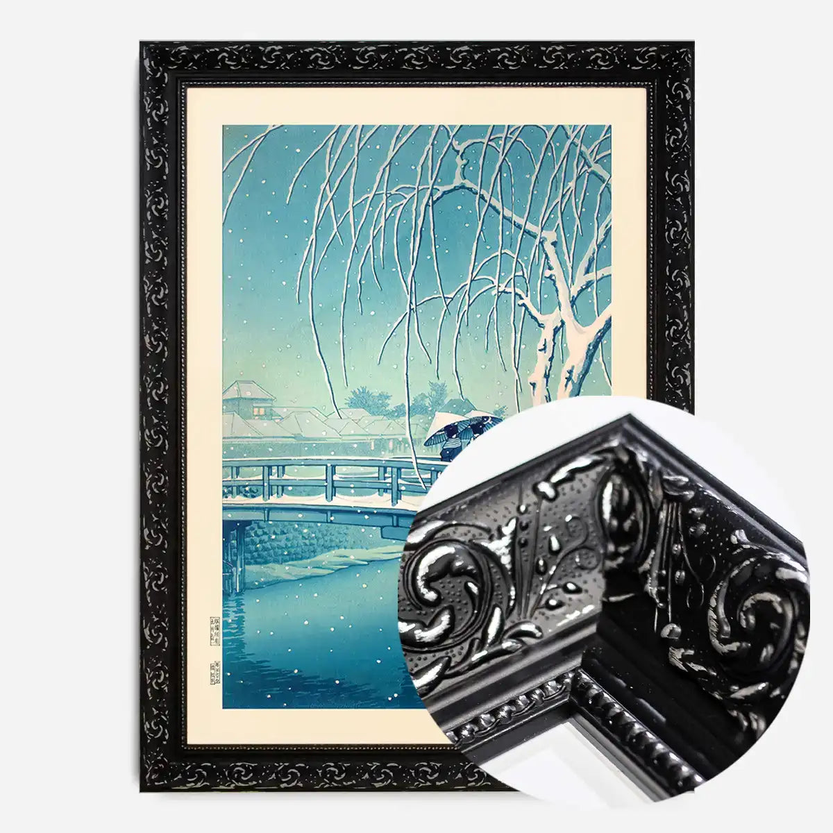 Evening Snow, Edo River Print by Hasui Kawase