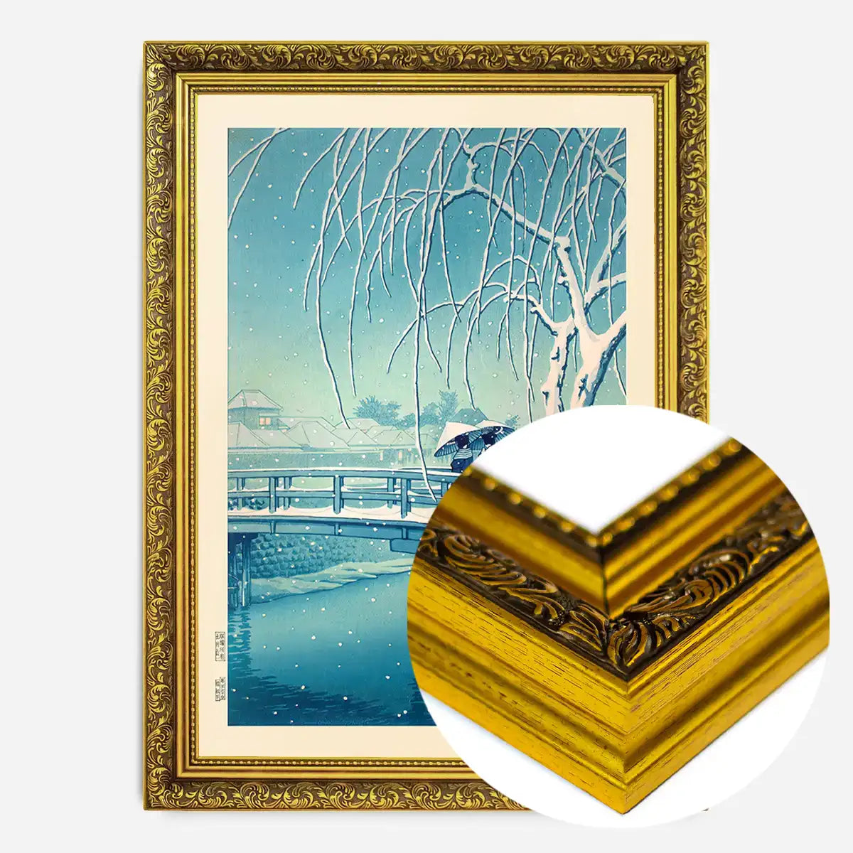 Evening Snow, Edo River Print by Hasui Kawase