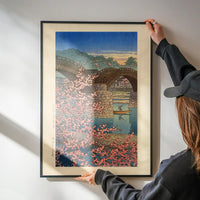 Evening Spring at Kintai Bridge Print by Hasui Kawase