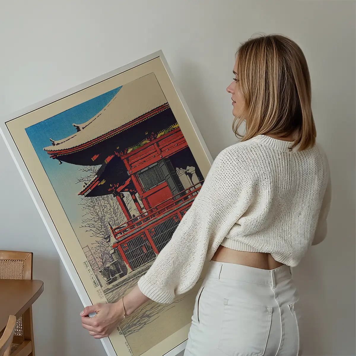 Fine Day After Snow at Asakusa Kannon Temple Print by Hasui Kawase