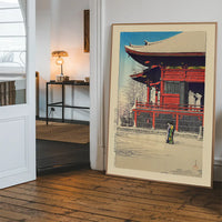 Fine Day After Snow at Asakusa Kannon Temple Print by Hasui Kawase