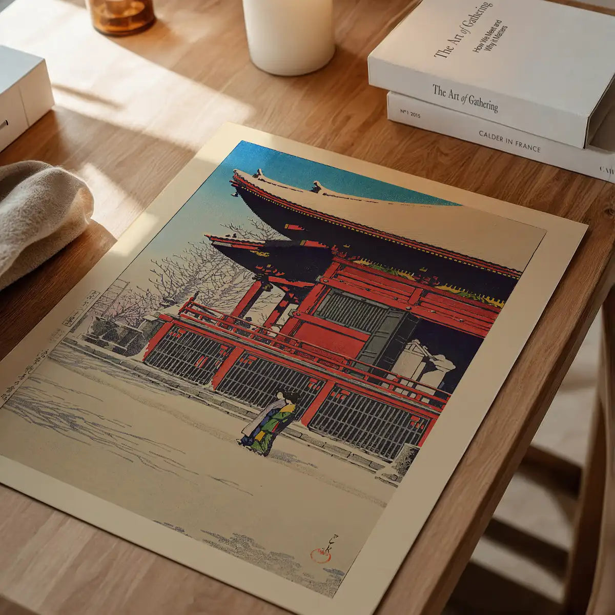 Fine Day After Snow at Asakusa Kannon Temple Print by Hasui Kawase