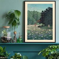 Iris Garden at Meiji Shrine, Tokyo Print by Hasui Kawase