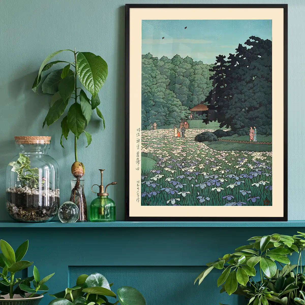 Iris Garden at Meiji Shrine, Tokyo Print by Hasui Kawase