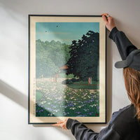 Iris Garden at Meiji Shrine, Tokyo Print by Hasui Kawase