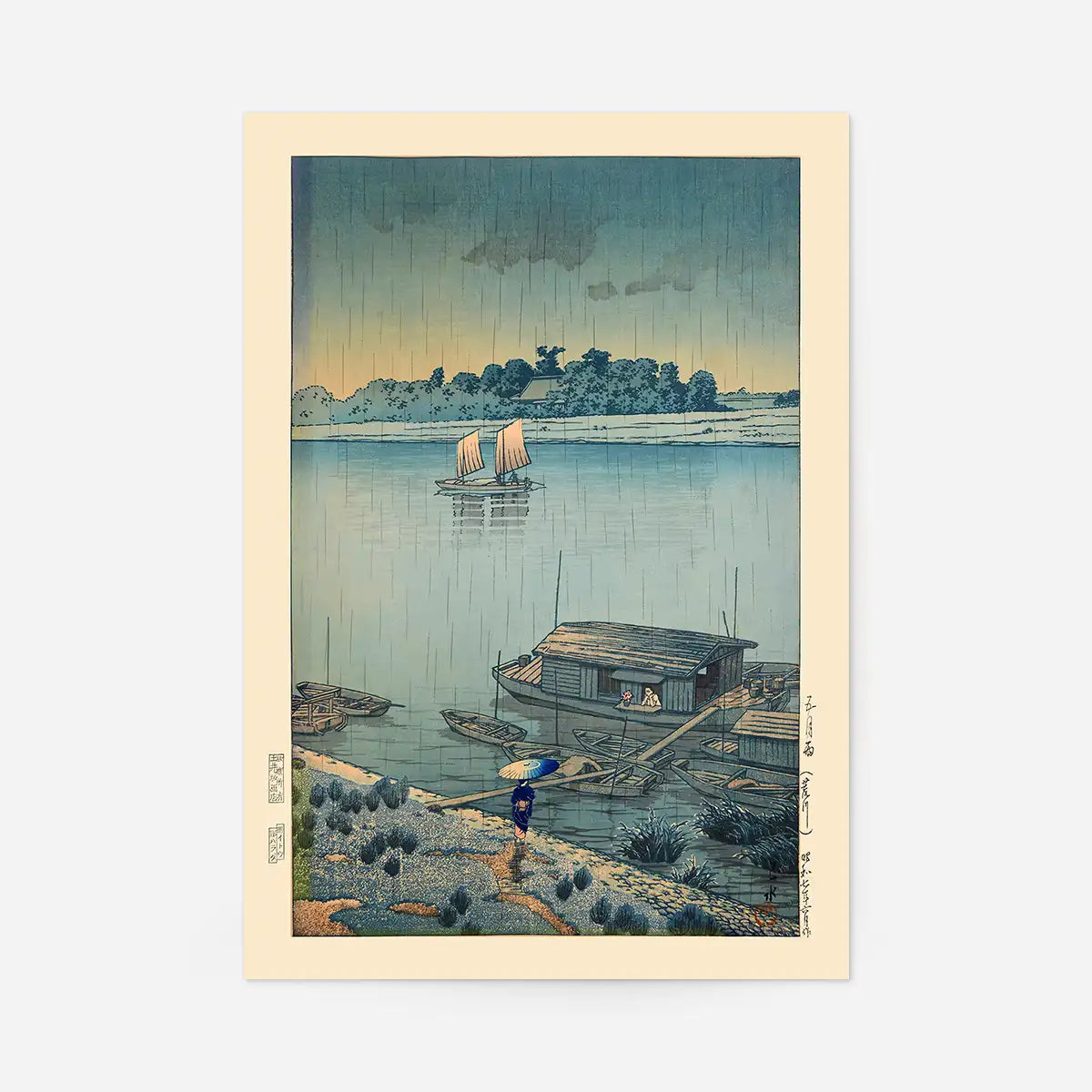May Rain at Ara River Print by Hasui Kawase
