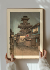 Bell Tower at Okayama Print by Hasui Kawase