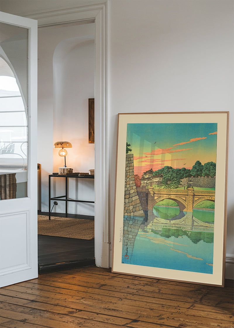 Morning at Niju Bridge Print by Hasui Kawase