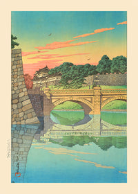Morning at Niju Bridge Print by Hasui Kawase