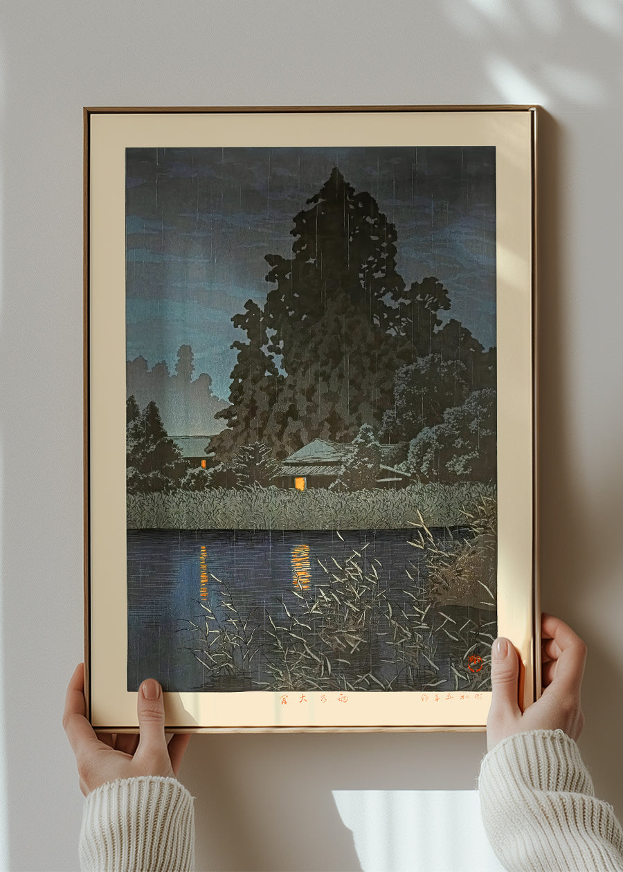 Rain at Omiya Print by Hasui Kawase – InkAndDrop