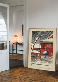 Snow at Kiyomizu Hall in Ueno Print by Hasui Kawase