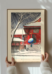 Snow at Kiyomizu Hall in Ueno Print by Hasui Kawase