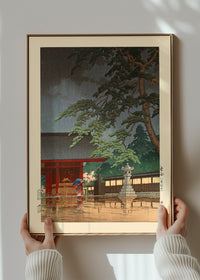 Spring Rain at Gokoku-ji Print by Hasui Kawase