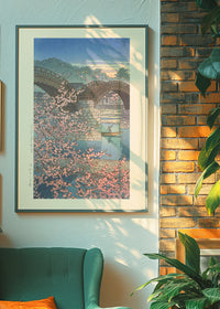 Evening Spring at Kintai Bridge Print by Hasui Kawase